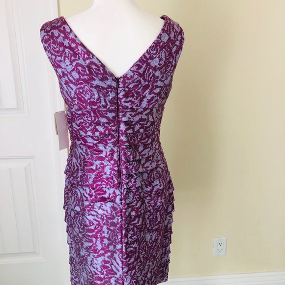 NWT Adrianna Papell metallic purple dress - Picture 2 of 10